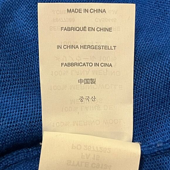 J Crew VNeck Sweater Women’s Size Small Lightweight Sapphire Blue Merino Wool - Picture 7 of 9